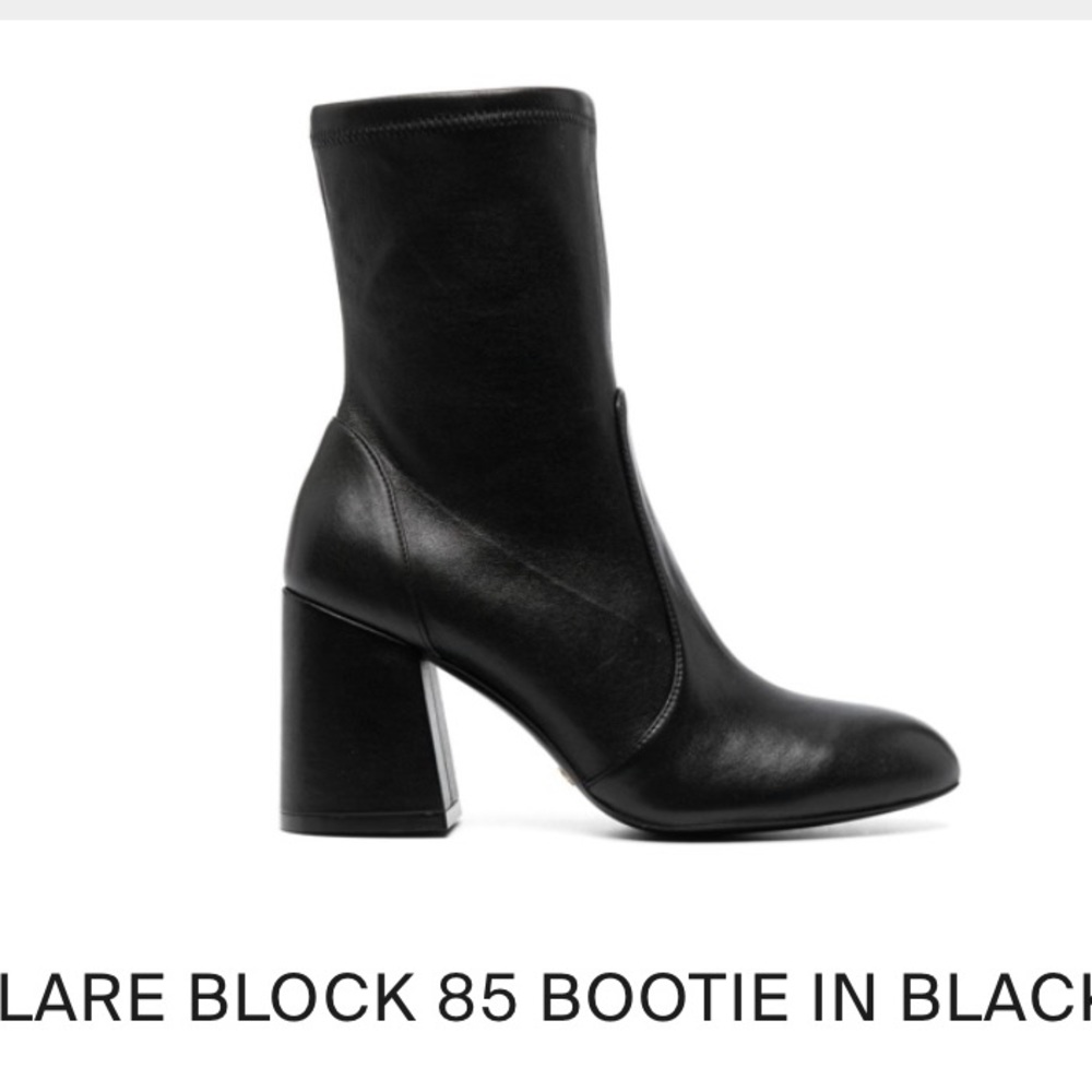 Stuart Weitzman Flareblock Stretch Lambskin Leather Ankle Booties - Picture 2 of 11